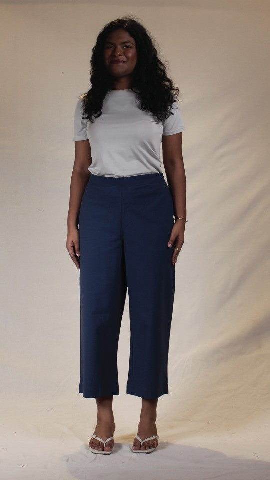 Navy Blue Cotton Easy Pants for Women | Ray Ethnic