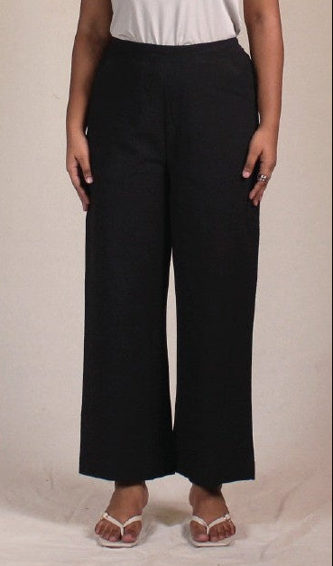 Black Airy Cotton Straight Trousers for Women | Ray Ethnic