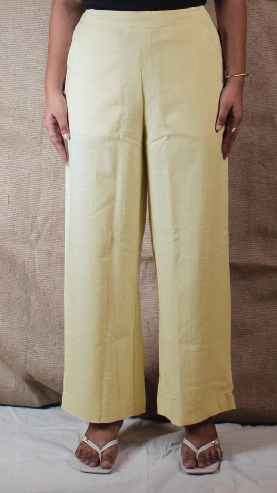 Natural Airy Cotton Straight Trousers for Women | Ray Ethnic