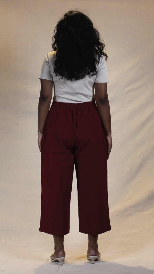 Maroon Cotton Easy Pants for Women | Ray Ethnic