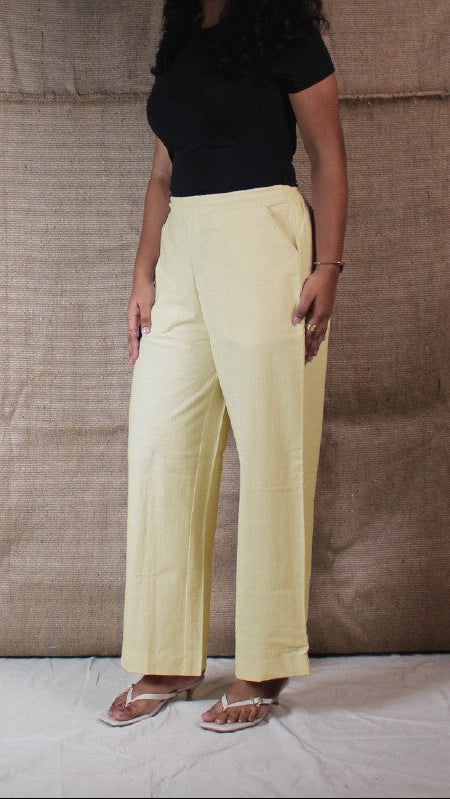 Natural Airy Cotton Straight Trousers for Women | Ray Ethnic
