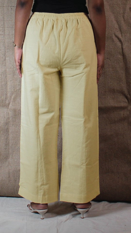 Natural Airy Cotton Straight Trousers for Women | Ray Ethnic
