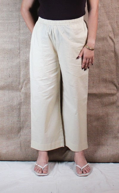 Beigi Solid Cotton Straight Pants with Pockets | Ray Ethnic