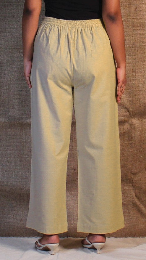 Beige Airy Cotton Straight Trousers for Women | Ray Ethnic