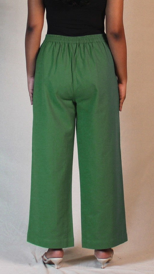 Mint Green Airy Cotton Straight Trousers for Women | Ray Ethnic