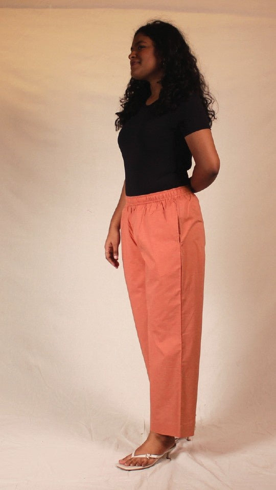 Coral Cotton Straight Pants with Pockets | Ray Ethnic