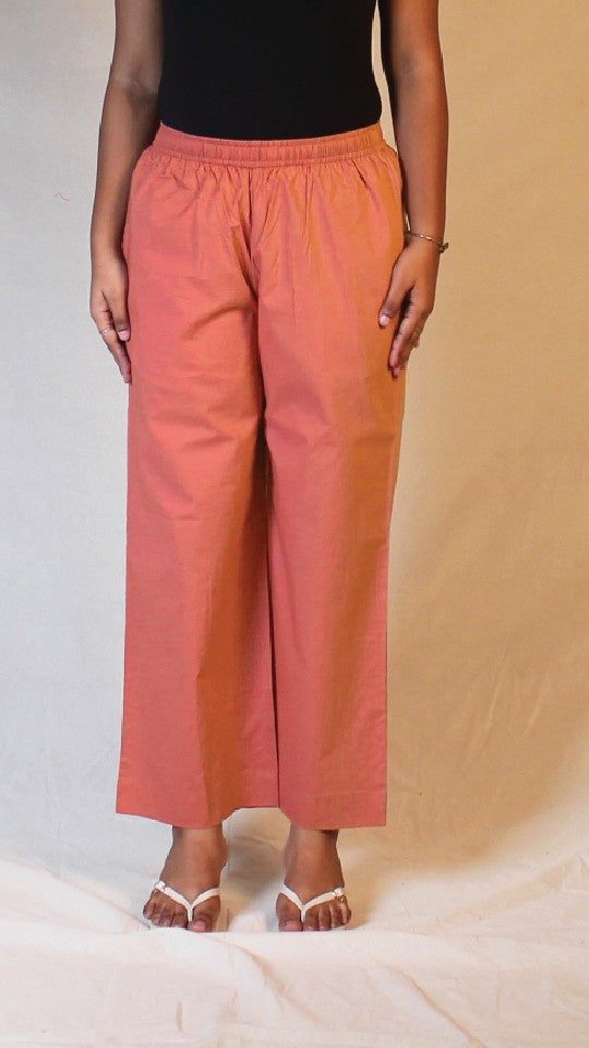 Coral Cotton Straight Pants with Pockets | Ray Ethnic