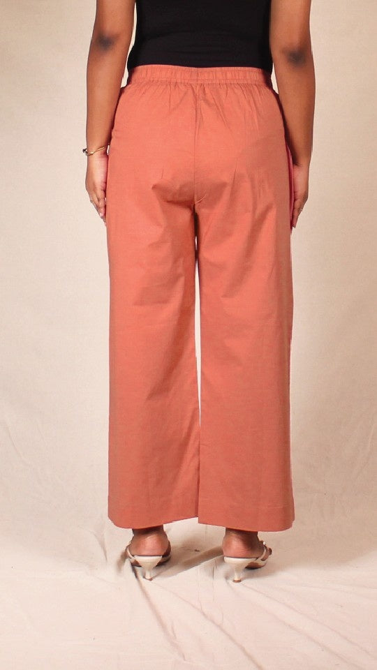 Coral Cotton Straight Pants with Pockets | Ray Ethnic