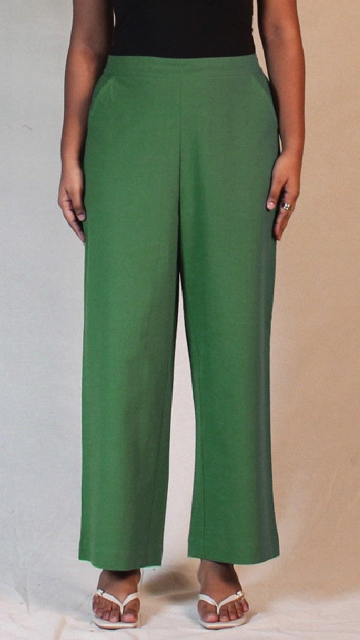 Mint Green Airy Cotton Straight Trousers for Women | Ray Ethnic