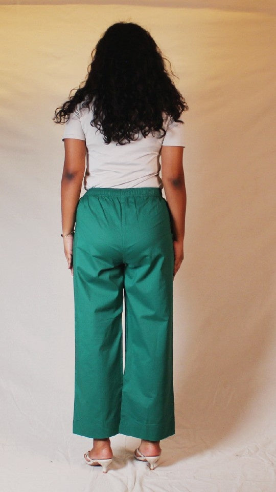 Forest Green Cotton Straight Pants for Women | Ray Ethnic