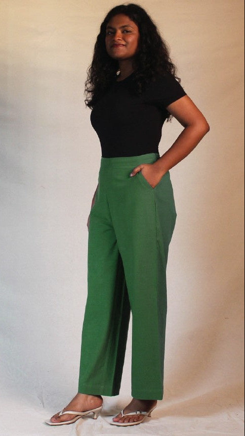Mint Green Airy Cotton Straight Trousers for Women | Ray Ethnic