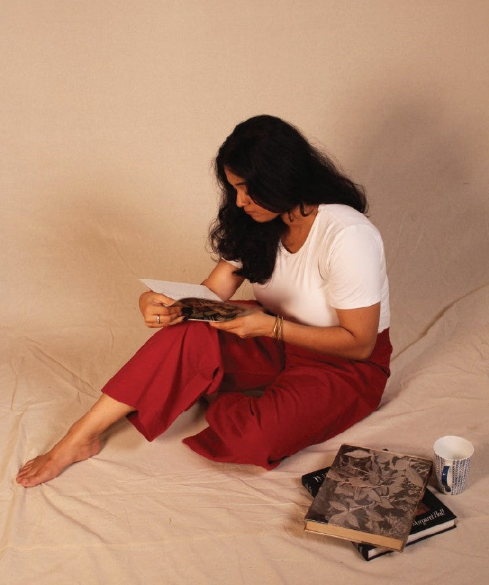 Maroon Airy Cotton Straight Trousers for Women | Ray Ethnic
