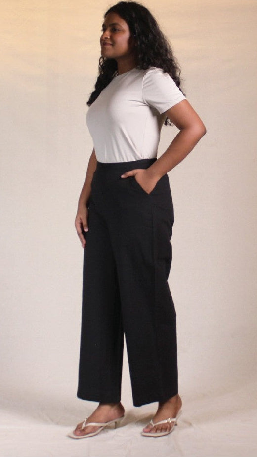 Black Airy Cotton Straight Trousers for Women | Ray Ethnic