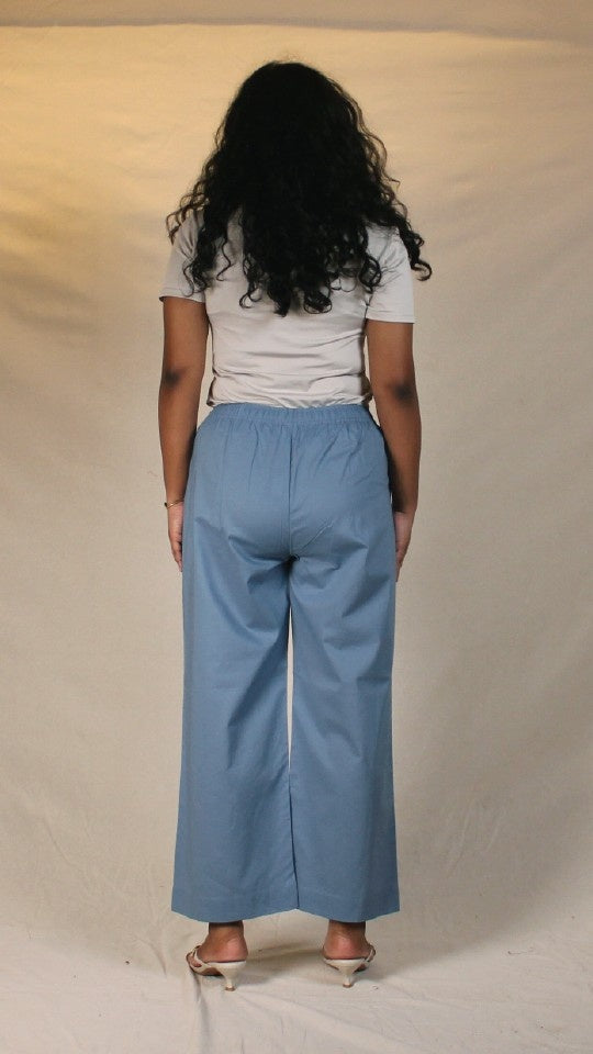 Blue Cotton Straight Pants for Women | Ray Ethnic