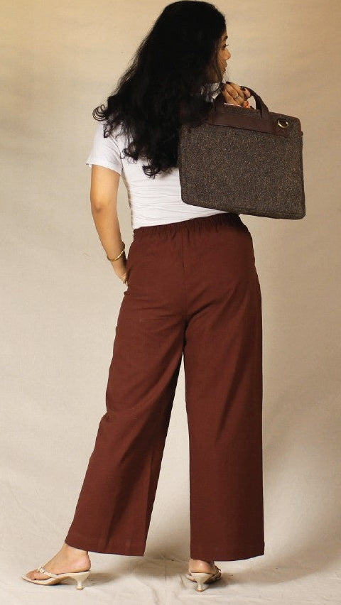 Coffee Brown Airy Cotton Straight Trousers for Women | Ray Ethnic