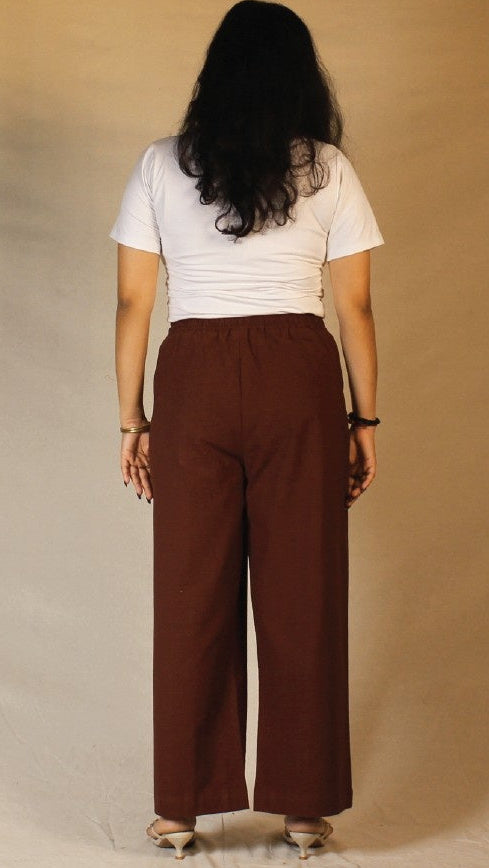 Coffee Brown Airy Cotton Straight Trousers for Women | Ray Ethnic