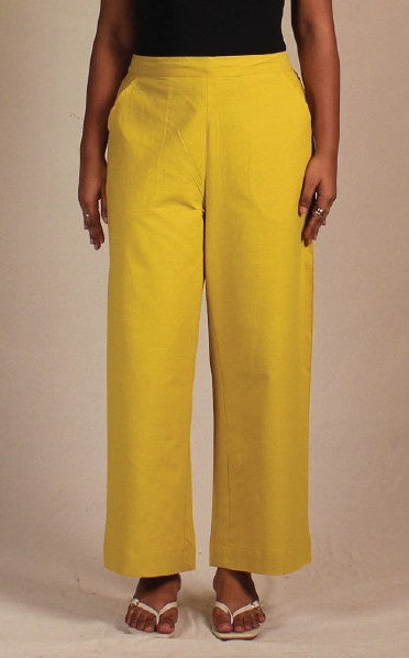 Ajrakh Green Airy Cotton Straight Trousers for Women | Ray Ethnic