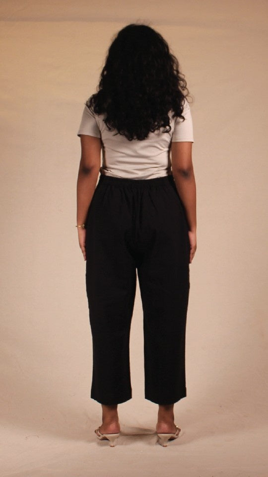 Black Cotton Easy Pants for Women | Ray Ethnic