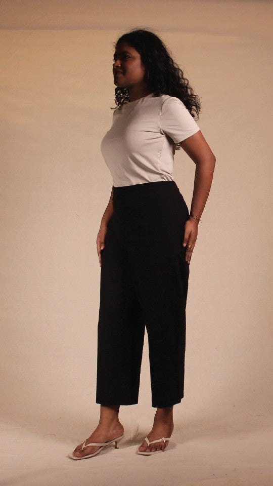 Black Cotton Easy Pants for Women | Ray Ethnic