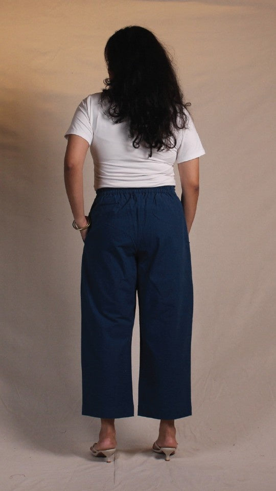Blue Cotton Easy Pants for Women | Ray Ethnic