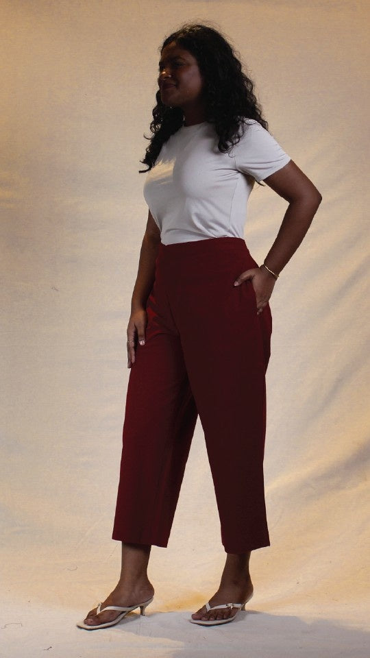 Maroon Cotton Easy Pants for Women | Ray Ethnic
