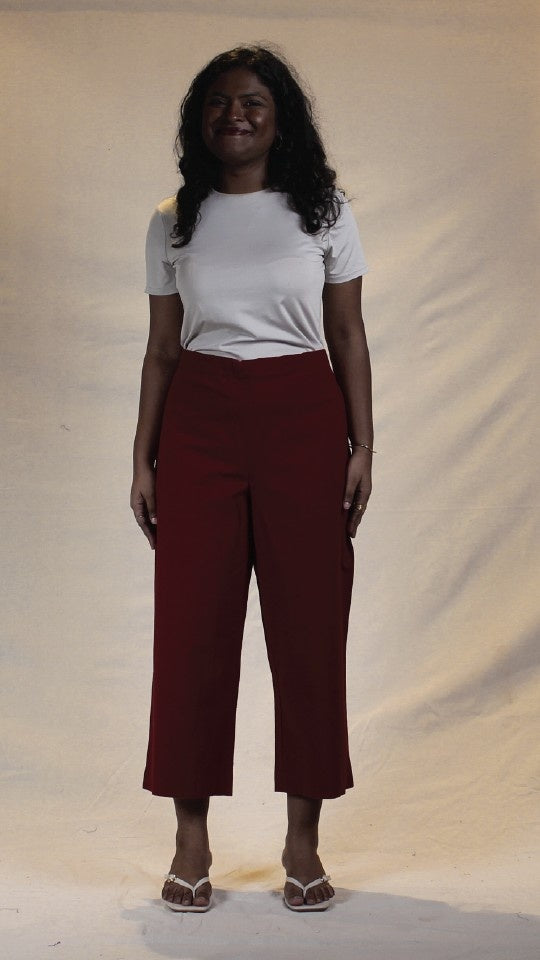 Maroon Cotton Easy Pants for Women | Ray Ethnic