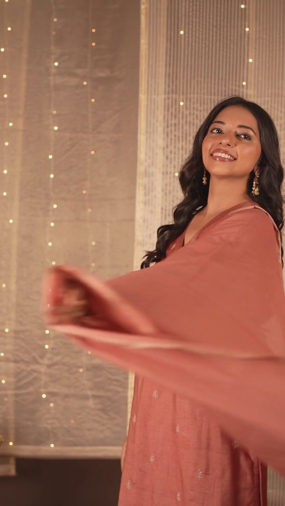 Ray Ethnic The Ira Rust Brown Cotton Silk Set of Three with Hand Embroidery