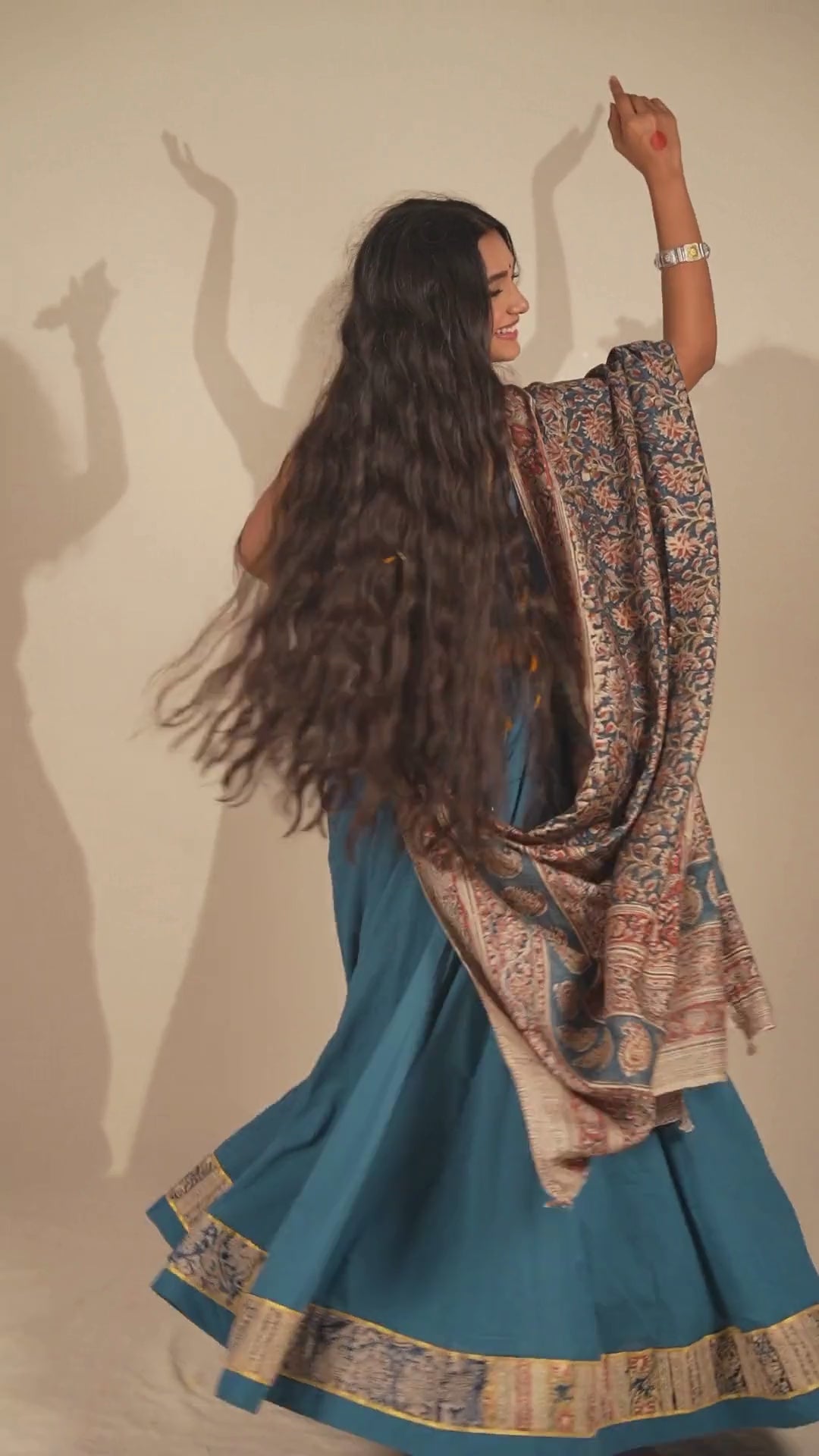 Block Printed Cotton Silk Dupatta in Kalamkari in Earthy Tones– NavRas