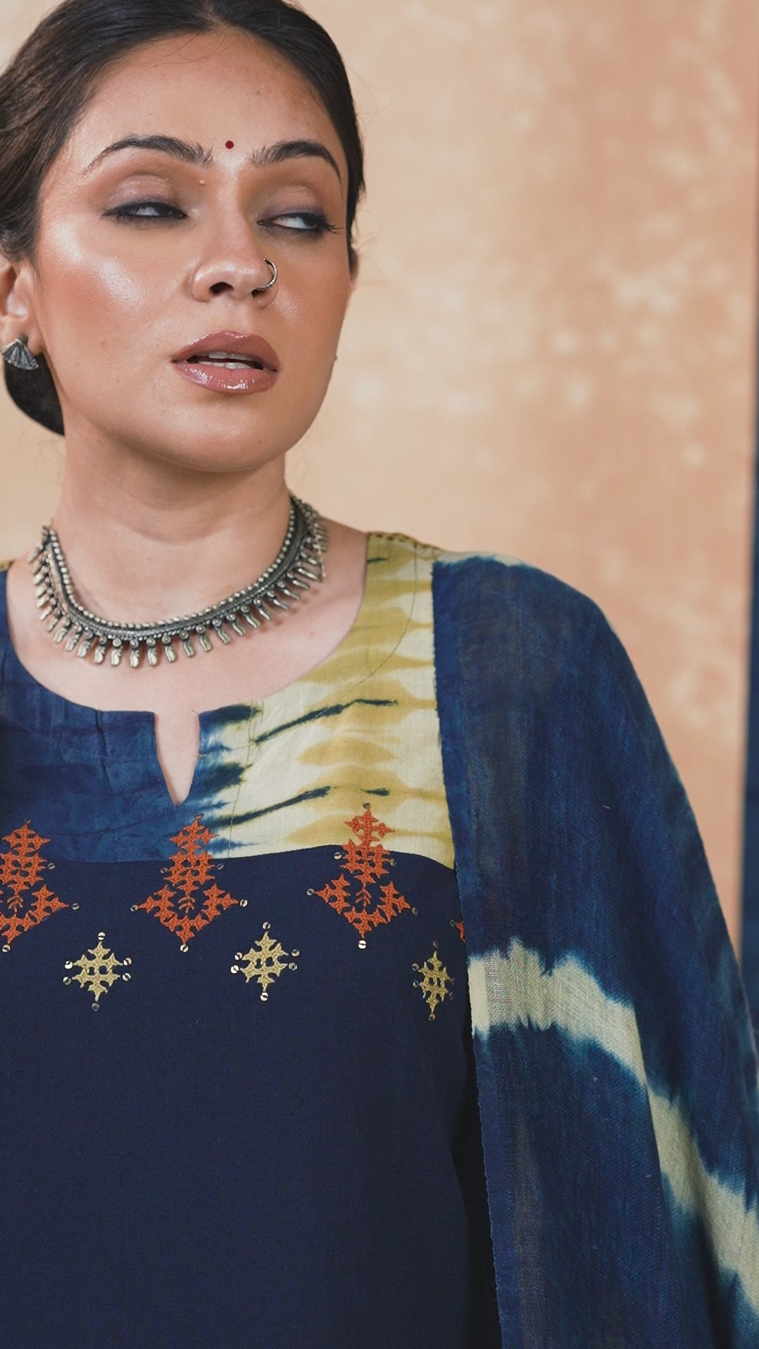 Aakaar Navy Blue Clamp Cotton Set Of 2 | Ray-ethnic
