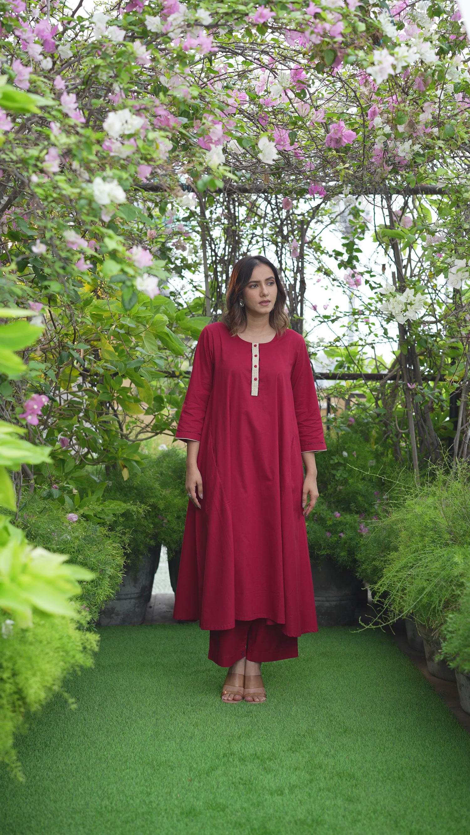 Aakaar Dark Maroon Ajarakh Cotton Stole | Ray-ethnic