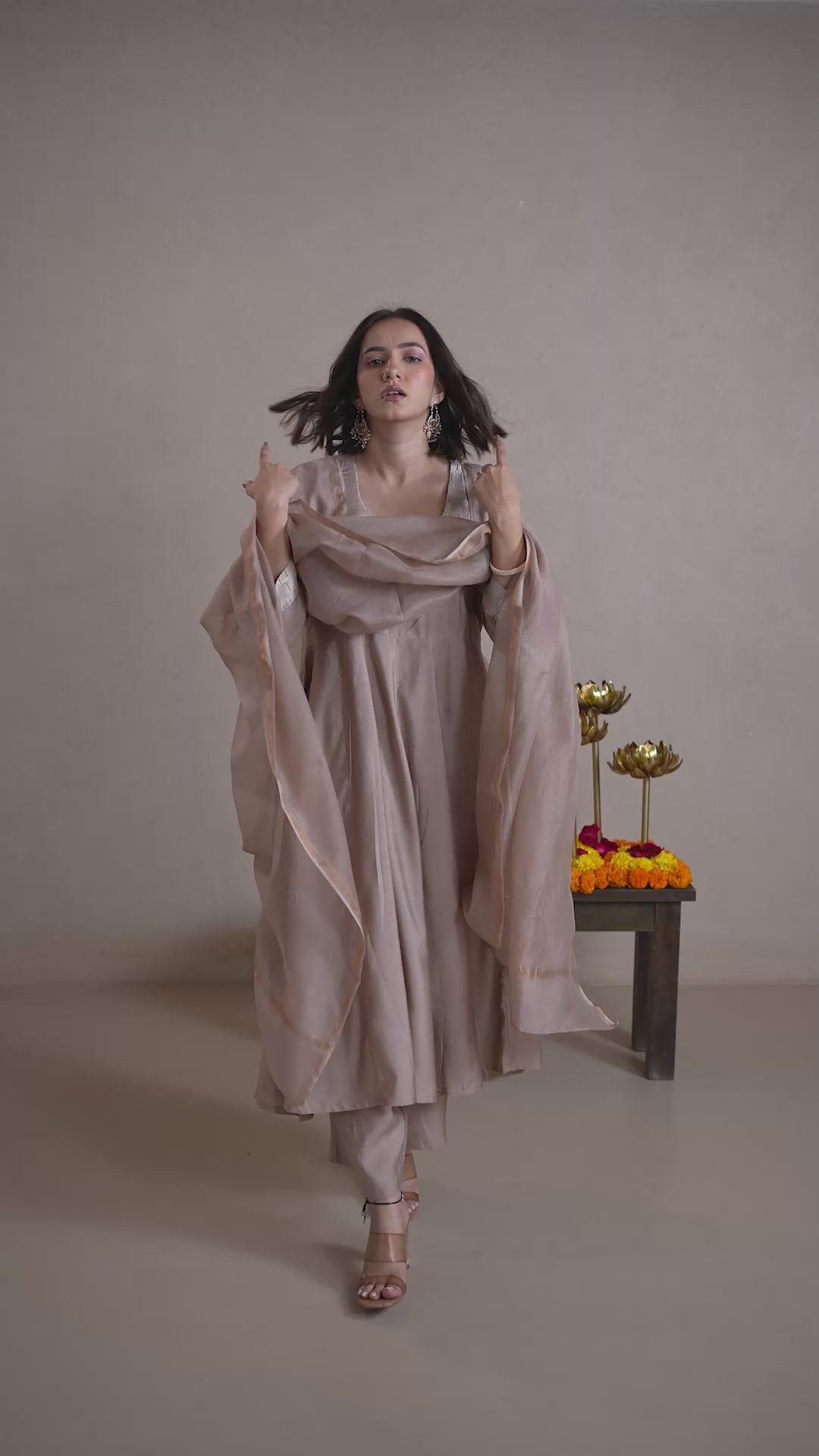 Raysham Light Peach Plain Cotton Silk Set of 3 | Ray-ethnic