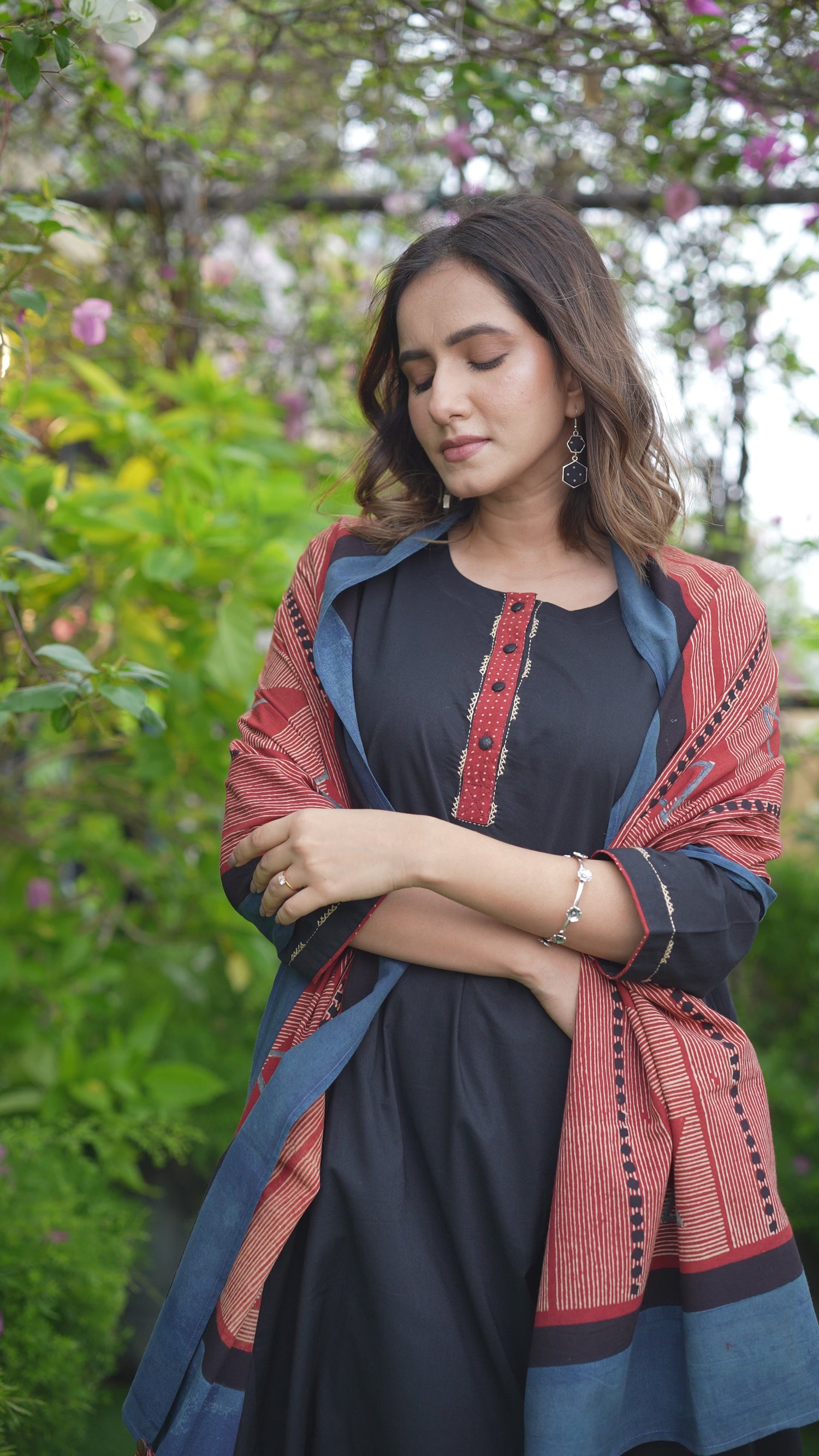 Aakaar Black Ajarakh Cotton Set Of 2 | Ray-ethnic