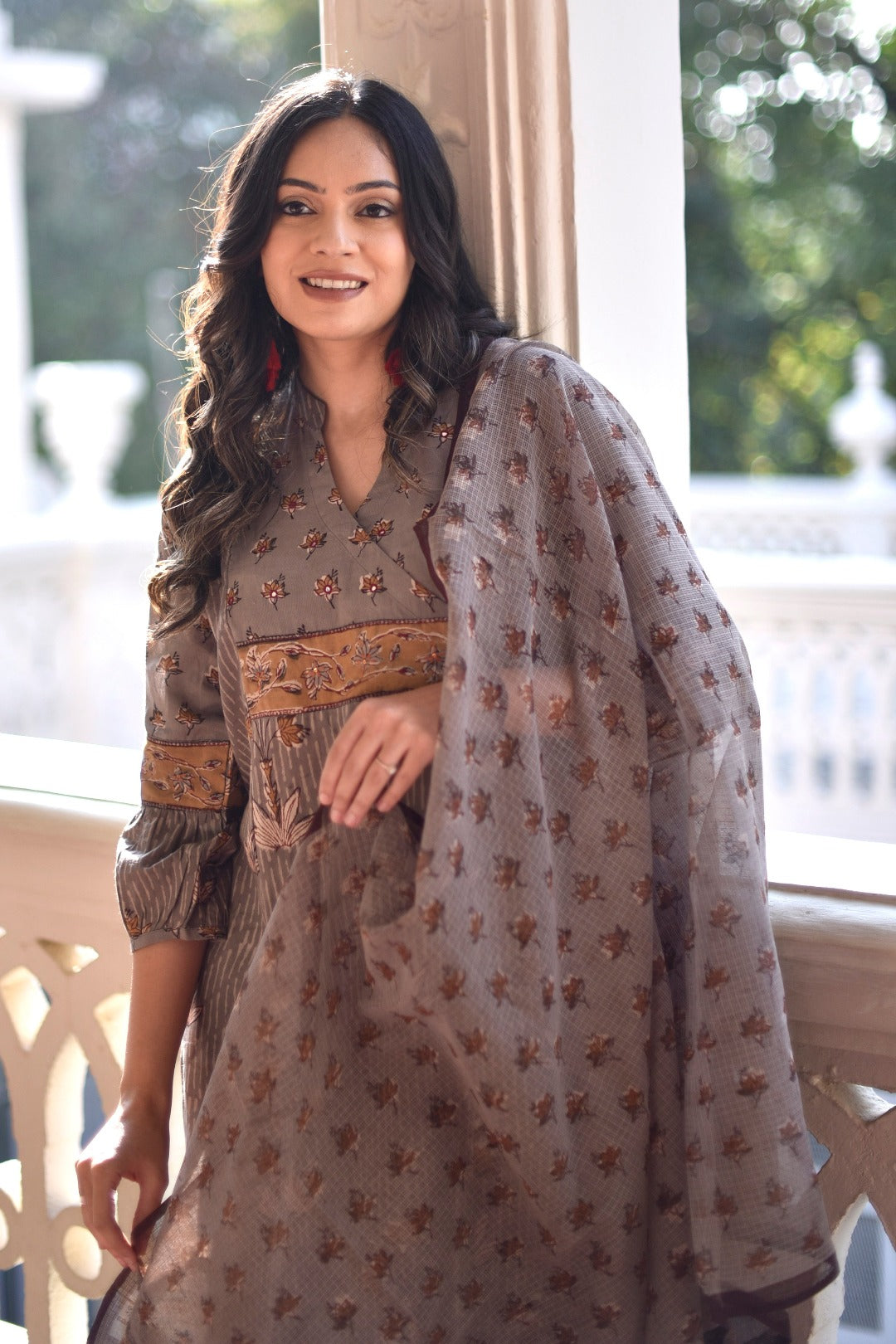 Taraasha Grey Dabu Block Print Cotton Kurta | Ray-Ethnic