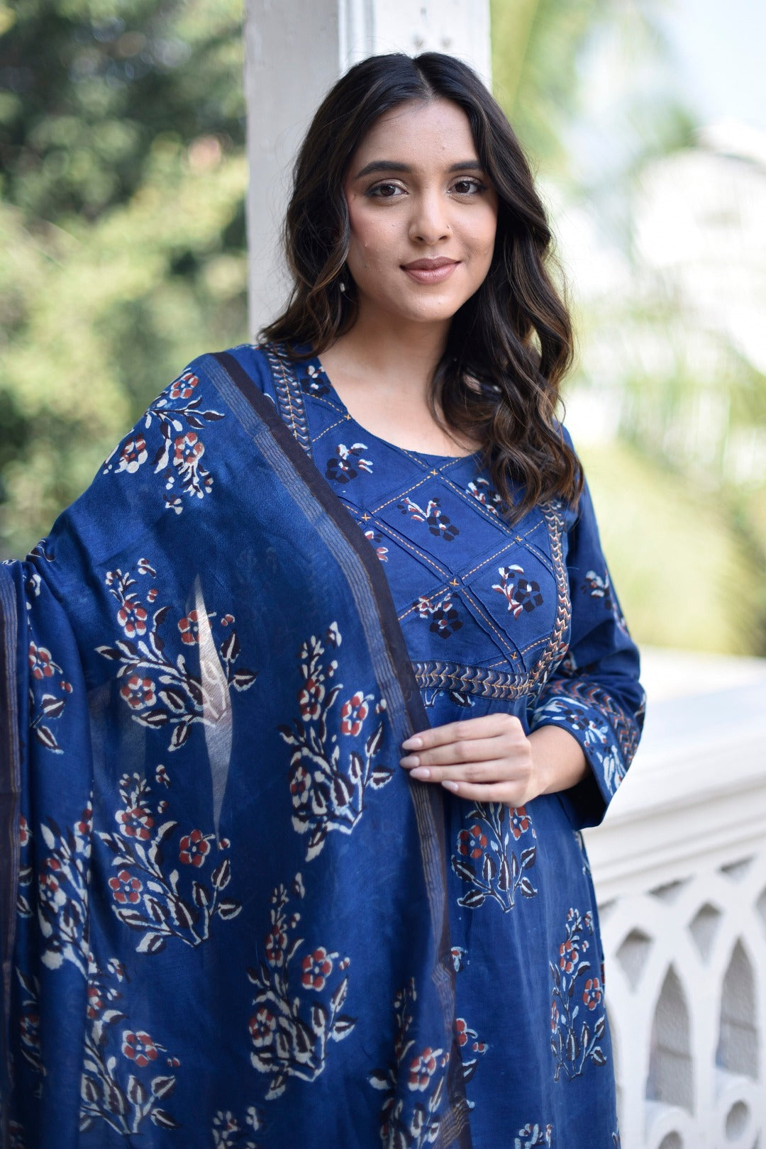 Taraasha Indigo Dabu Cotton Kurta & Bottom Set | Ray-Ethnic