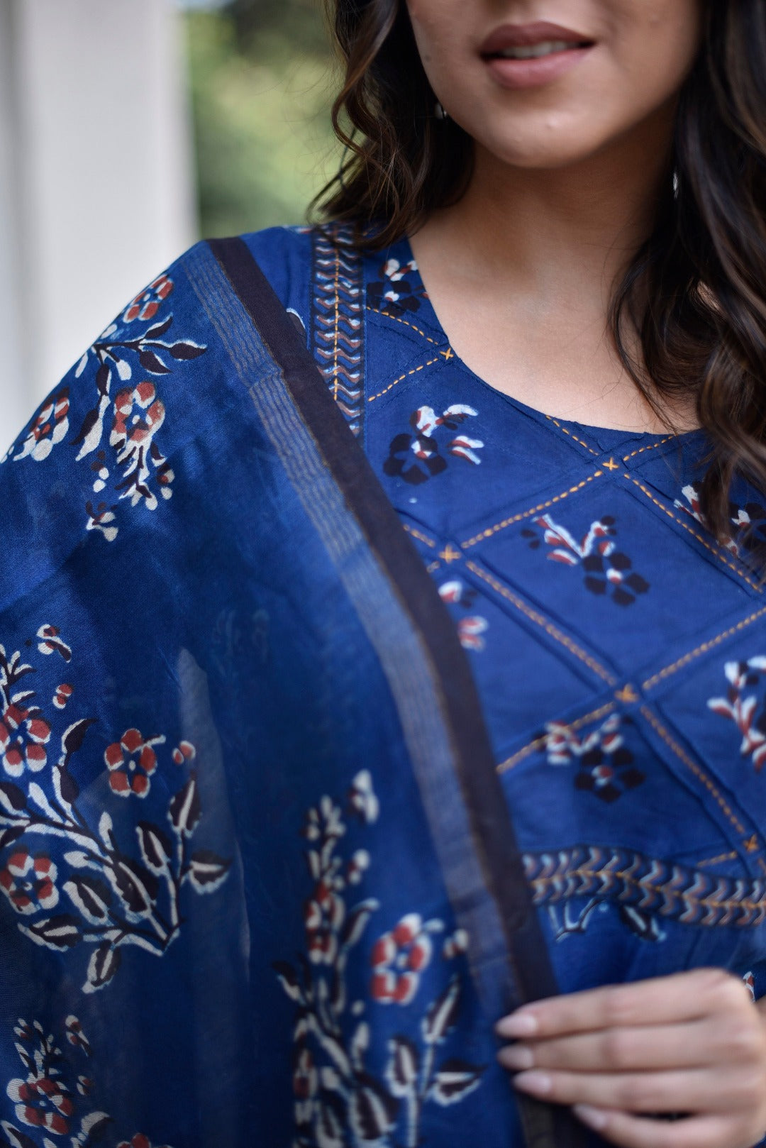 Taraasha Indigo Dabu Cotton Kurta & Bottom Set | Ray-Ethnic