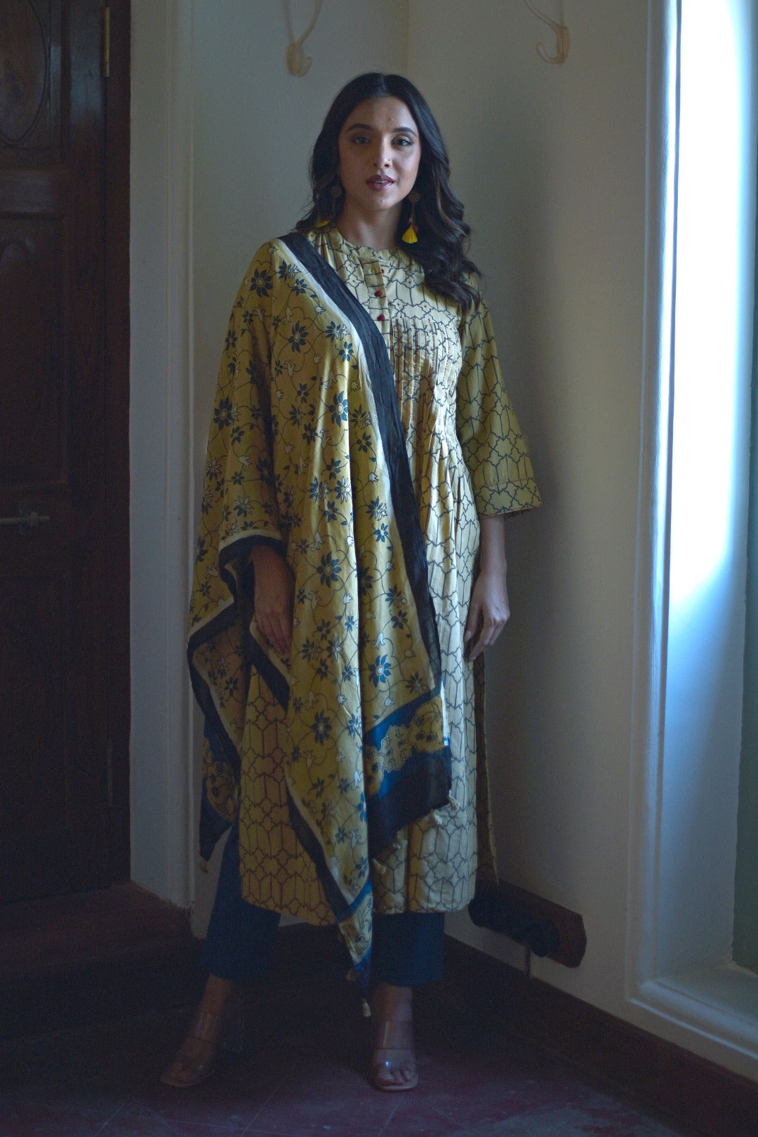 Taraasha Green Dabu Block Print Cotton Kurta | Ray - Ethnic