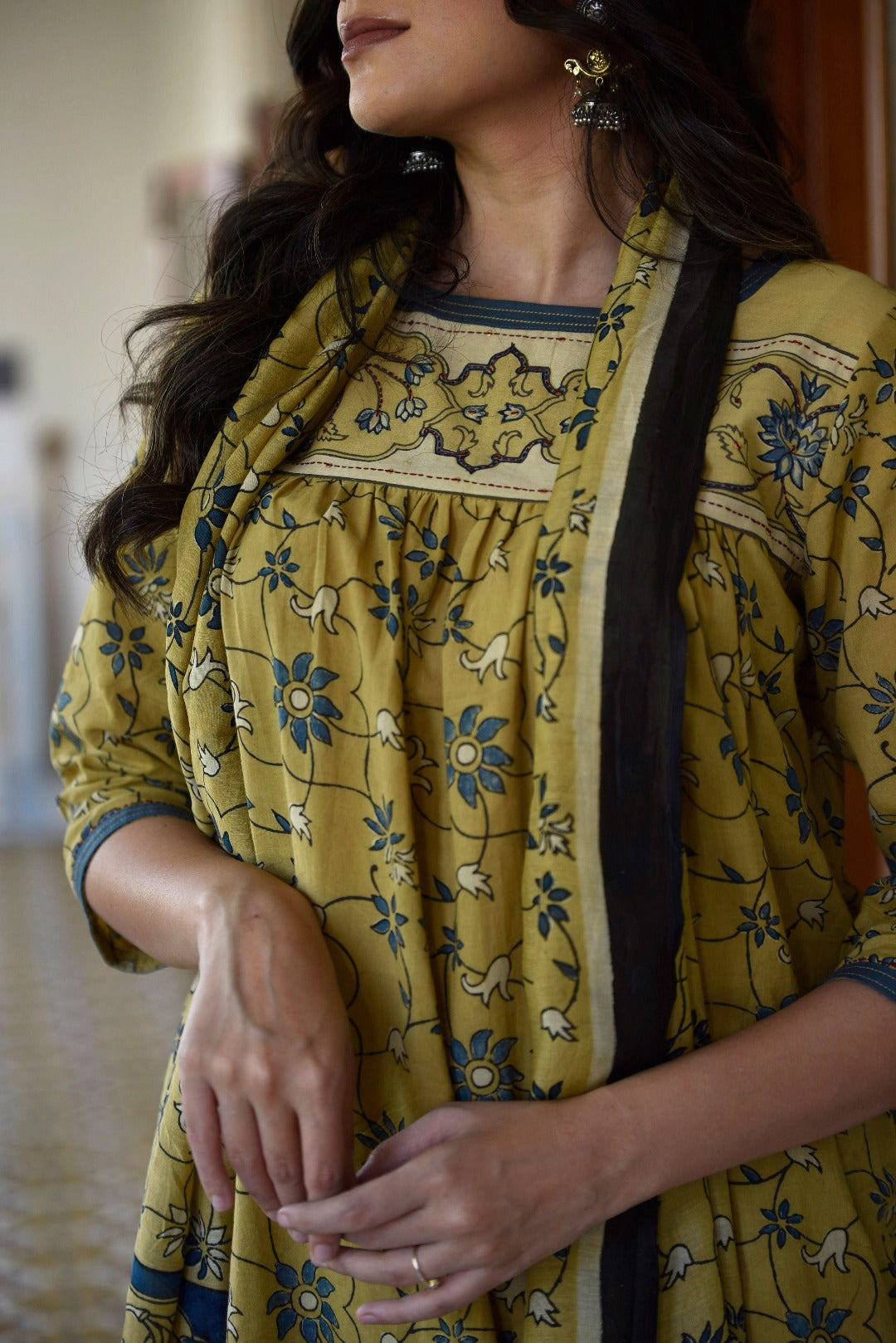 Taraasha Green Block Print Cotton Kurta & Bottom Set | Ray-Ethnic