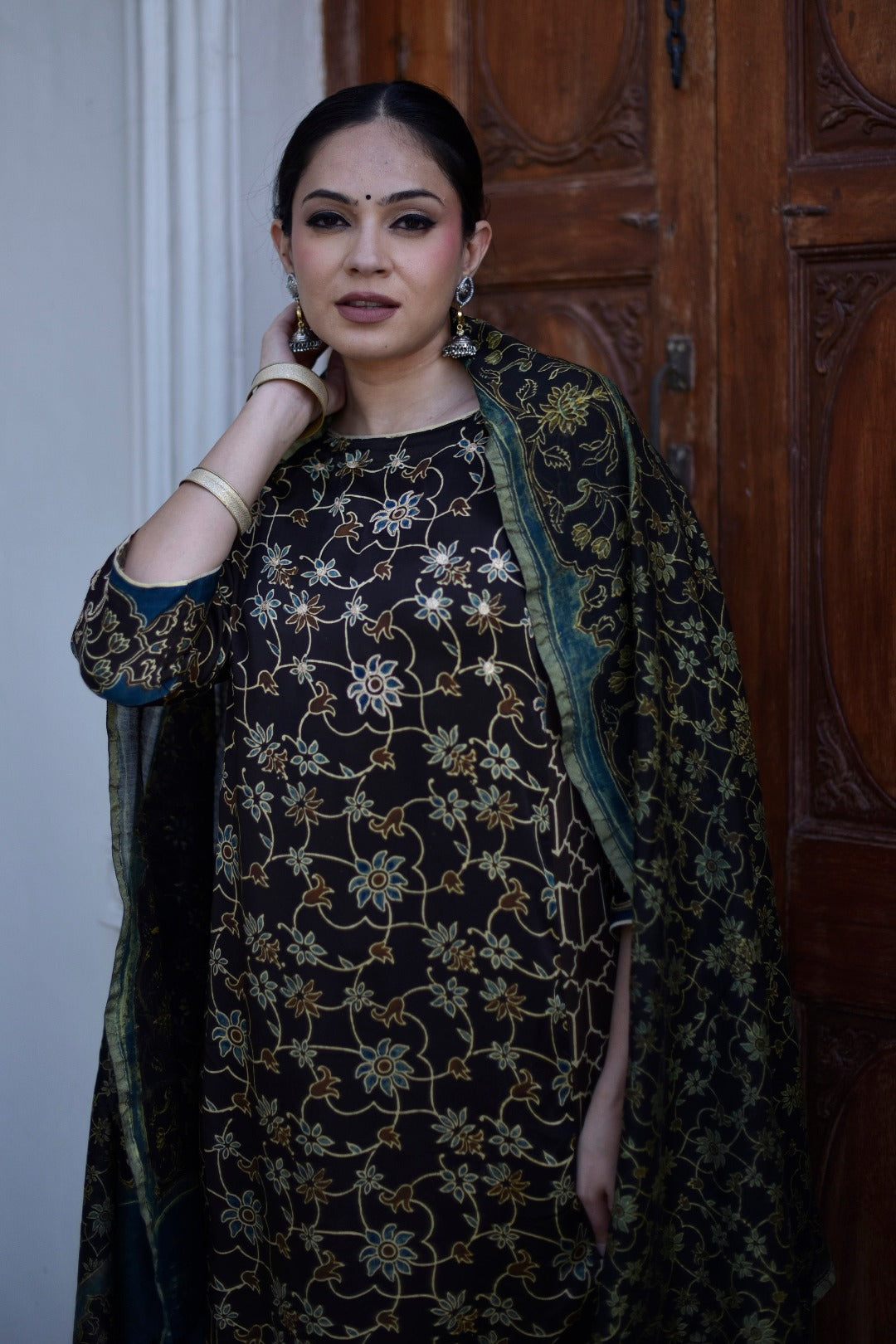 Taraasha Brown Dabu Block Print Modal Kurta | Ray - ethnic