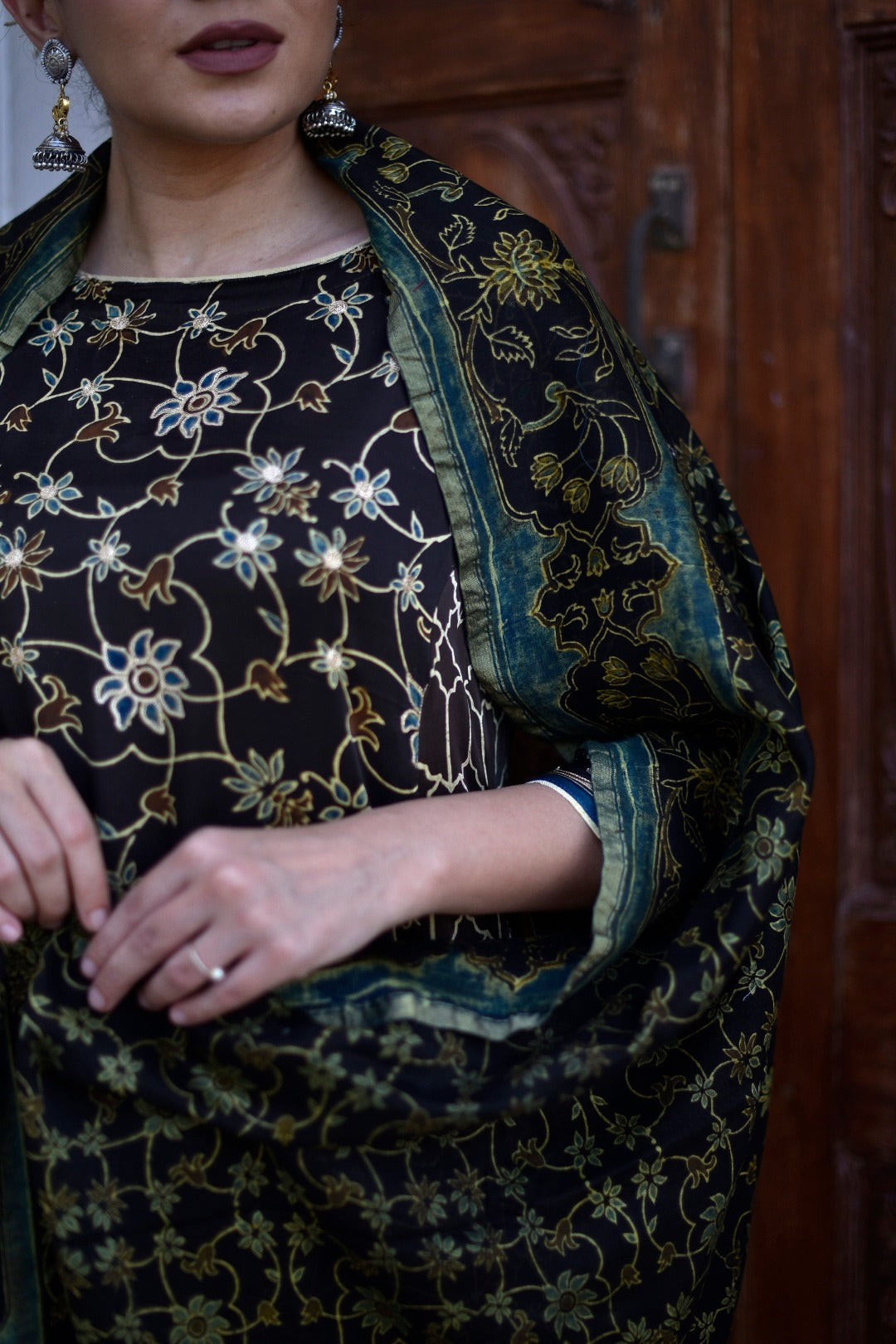 Taraasha Brown Dabu Block Print Modal Kurta | Ray - ethnic