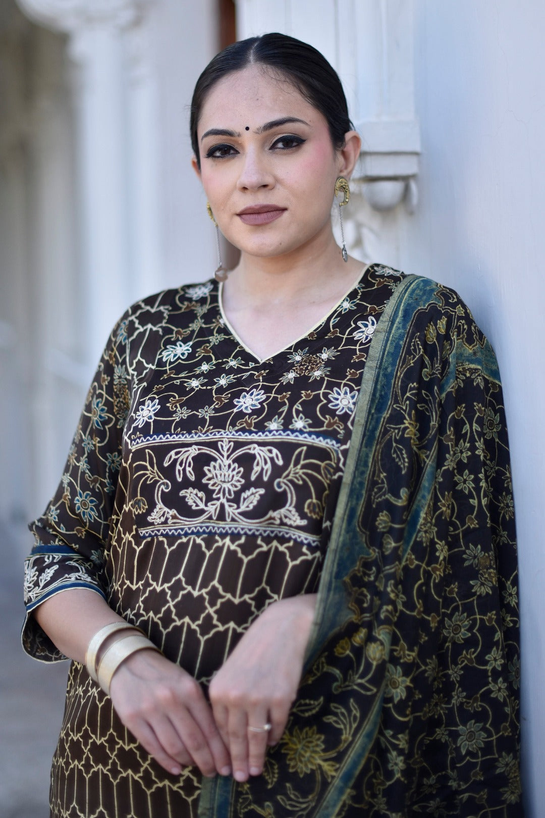 Taraasha Brown Dabu Block Print Modal Kurta | Ray - Ethnic