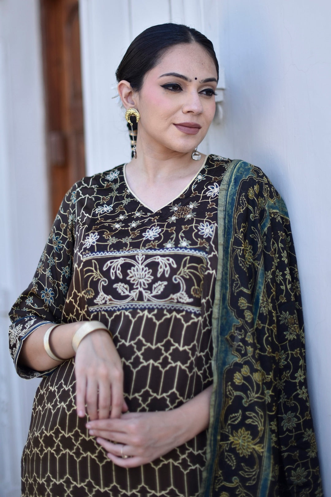 Taraasha Brown Dabu Block Print Modal Kurta | Ray - Ethnic