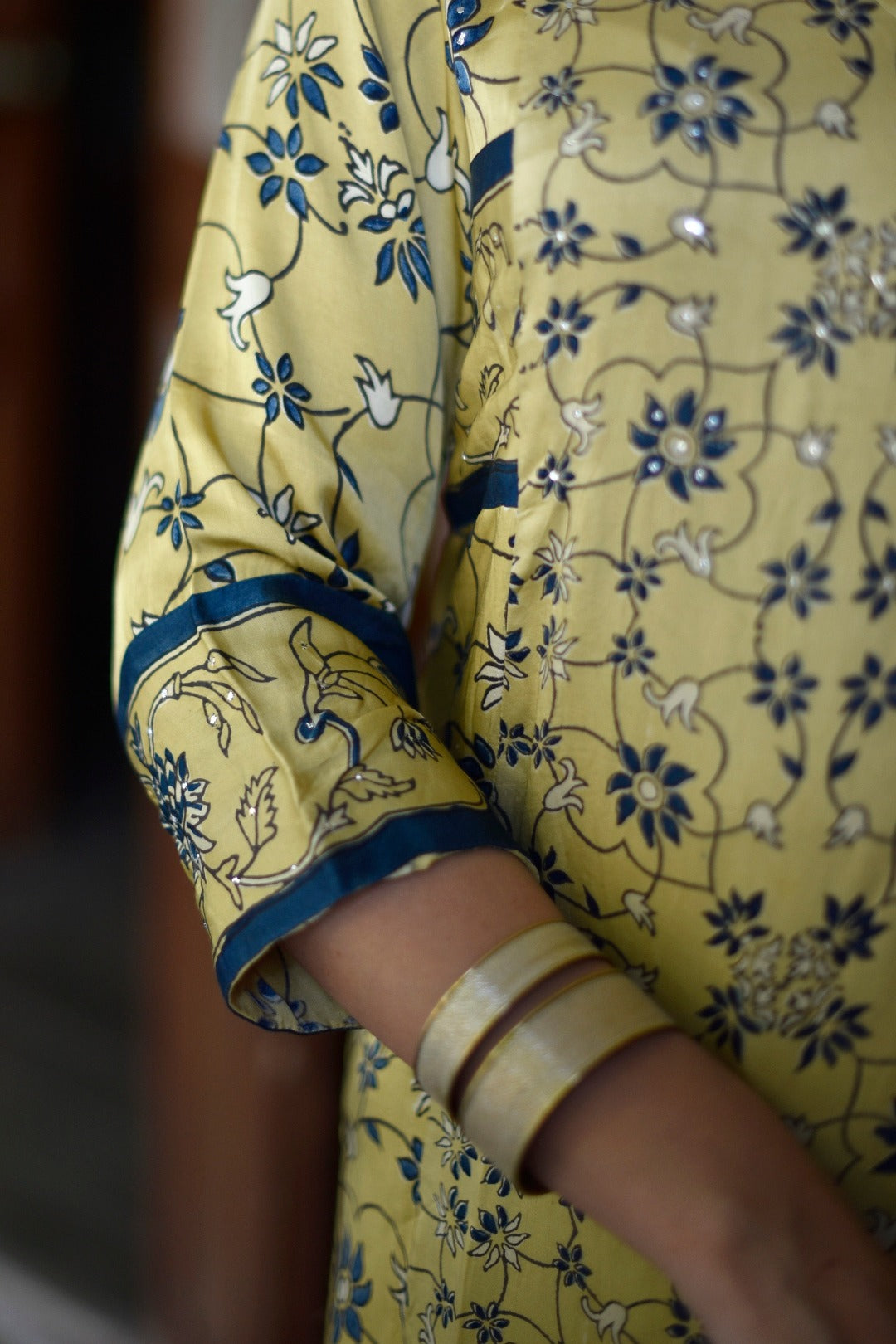 Taraasha Green Dabu Block Print Modal Kurta | Ray - Ethnic