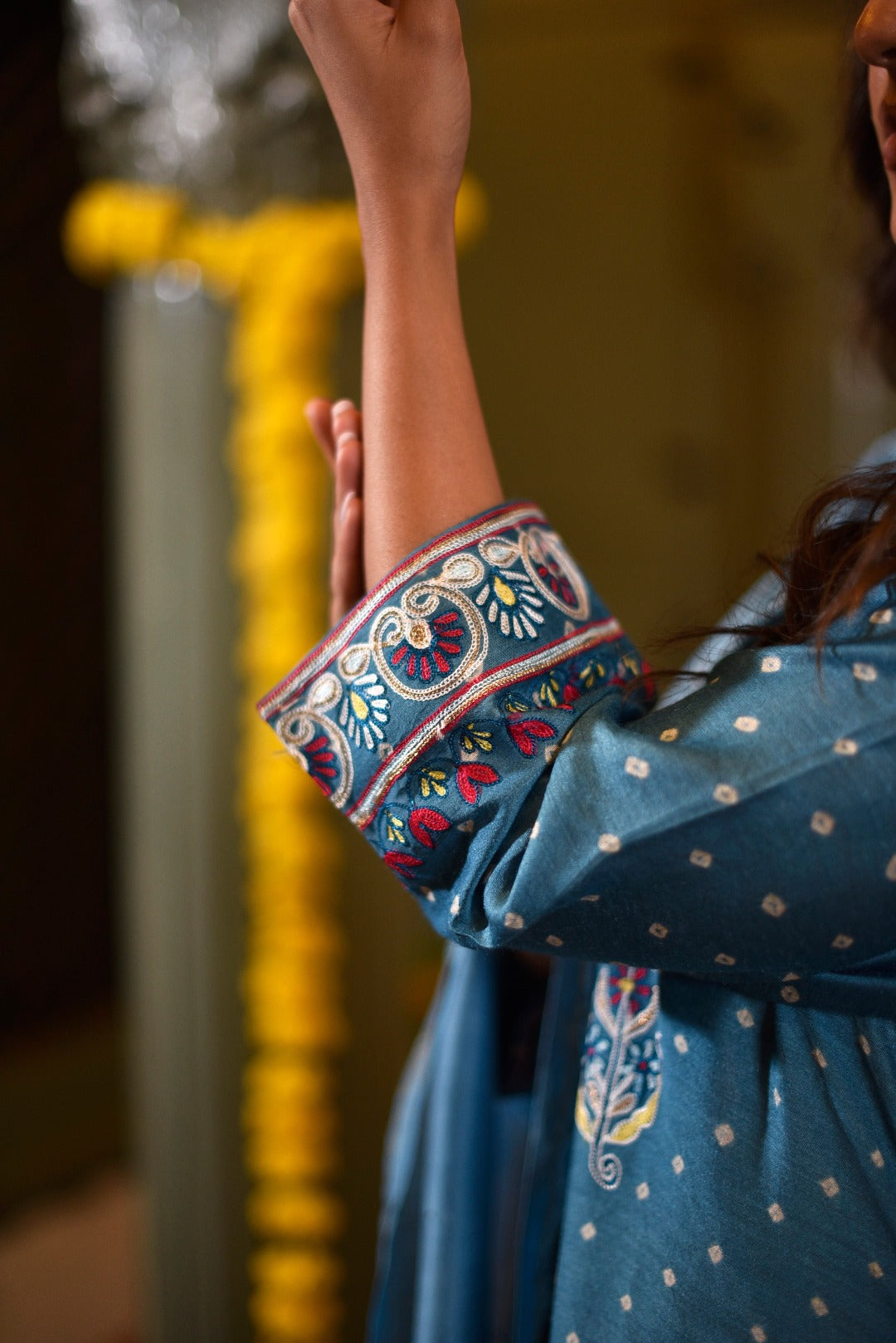 Sitara Blue Munga Silk Kurta Bottom Set | Ray-ethnic